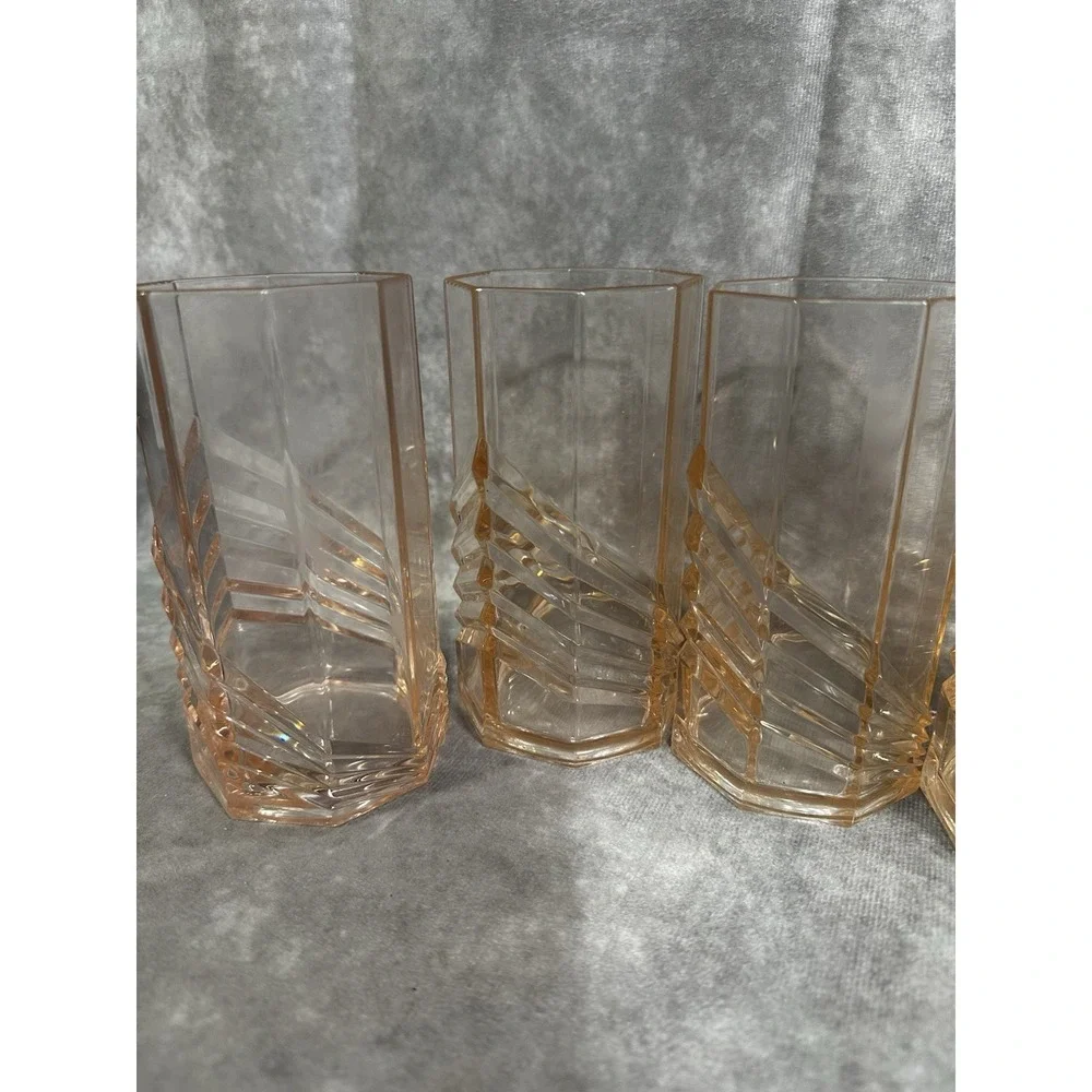 Vintage Art Deco Style 1980S Plastic Drink Tall Drinking Cups Dusty Pink